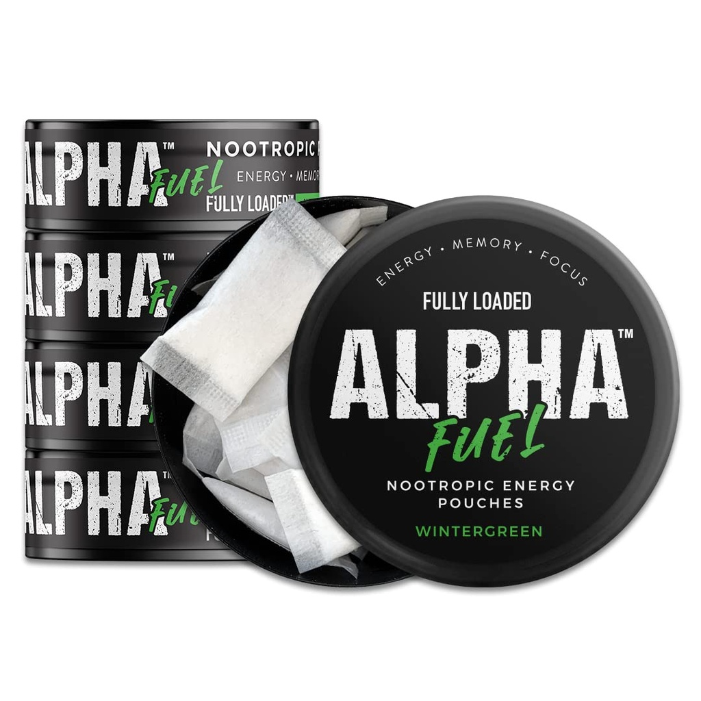 Totalmente cargado de combustible alfa Pouches nootrópicos (combustible verde) - Pouches de energía nootrópicos con cafeína, alfa GPC, tirosina, Taurina, Guarana y Más