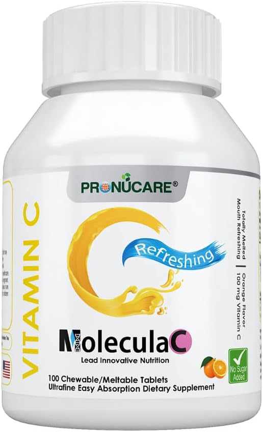 Vitamina C 100 mg Tablas de congelamiento bucal – Resolución lenta, liberación controlada " Absorción rápida, Naranja natural, Inmune, Antioxidante " , Libre de azúcar, 100 TC