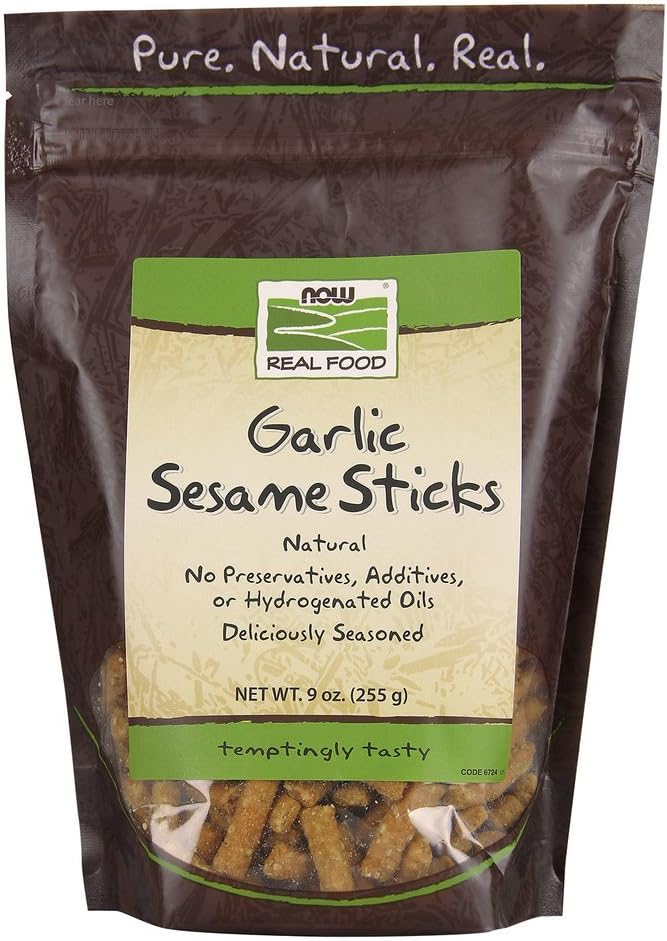 NOW Foods Garlic Sesame Sticks, 9 oz Bag
