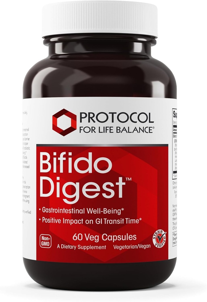 PROTOCOLO PARA LA VIDA BALANCE Bifido Digest - 20 Billion CFU por Serving - GI Soporte - Dairy Free, Egg Free &amp; Non-GMO - 60 Veg Capsules