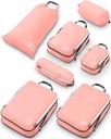 Gran Compresión Embalaje Cubos para Travel-Packing Organizador de equipaje 7 piezas para equipaje facturado, bolsas ampliables/de compresión por TRIPPED Travel Gear (Dusty Rose)