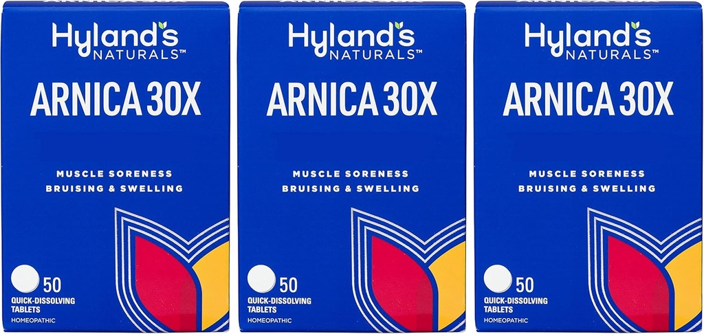 Arnica 30x 50 Tabletas (3 Pack = 150 Tabletas), Bruising, Swelling, Muscle Pain Relief