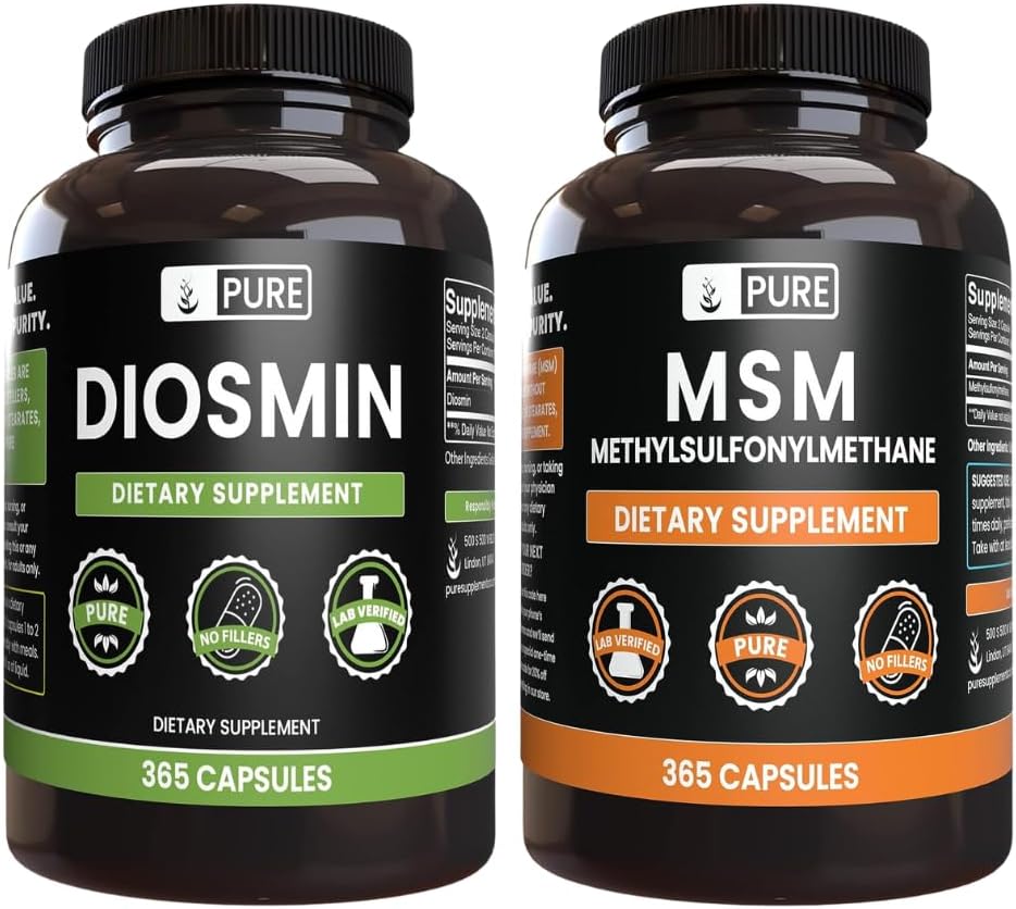 PURE ORIGINAL INGREDIENTS Diosmin and MSM Bundle, 365 Capsules Each, No Magnesium or Rice Fillers, Always Pure