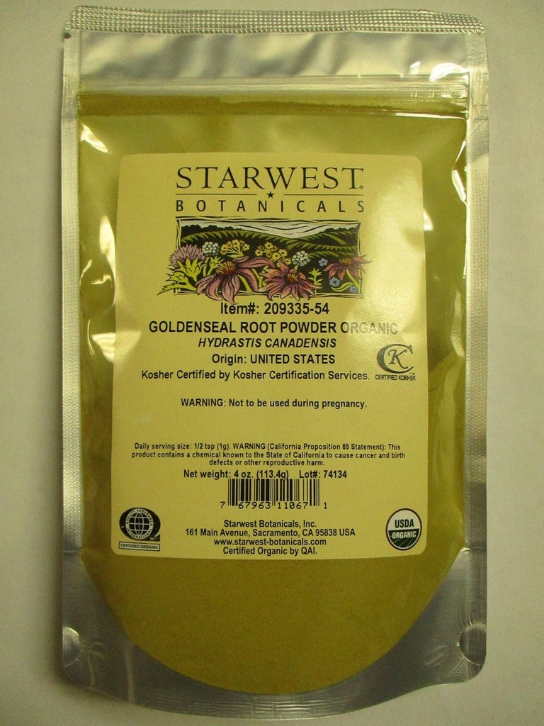 Starwest Botanicals Orgánica Goldenseal Root Powder, 4 onzas