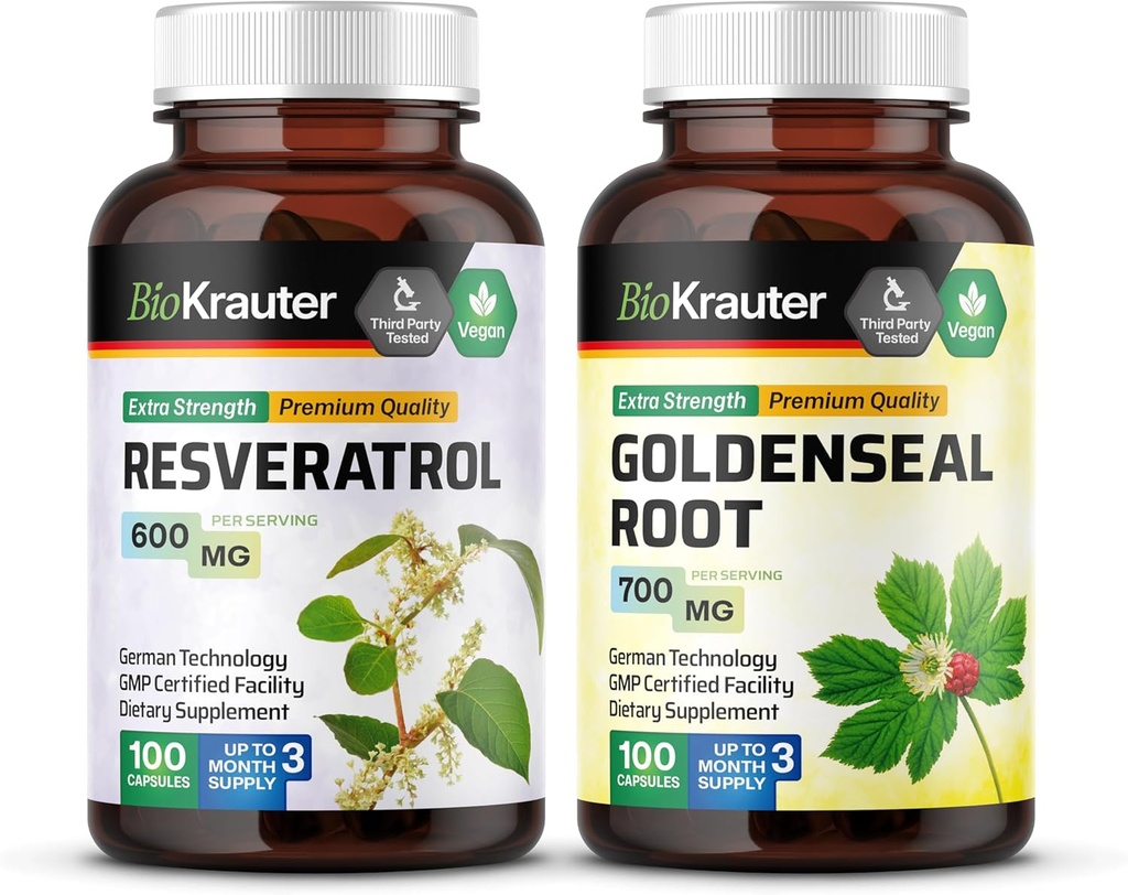 BIO KRAUTER Resveratrol 100 Capsules &amp; Goldenseal 100 Capsules