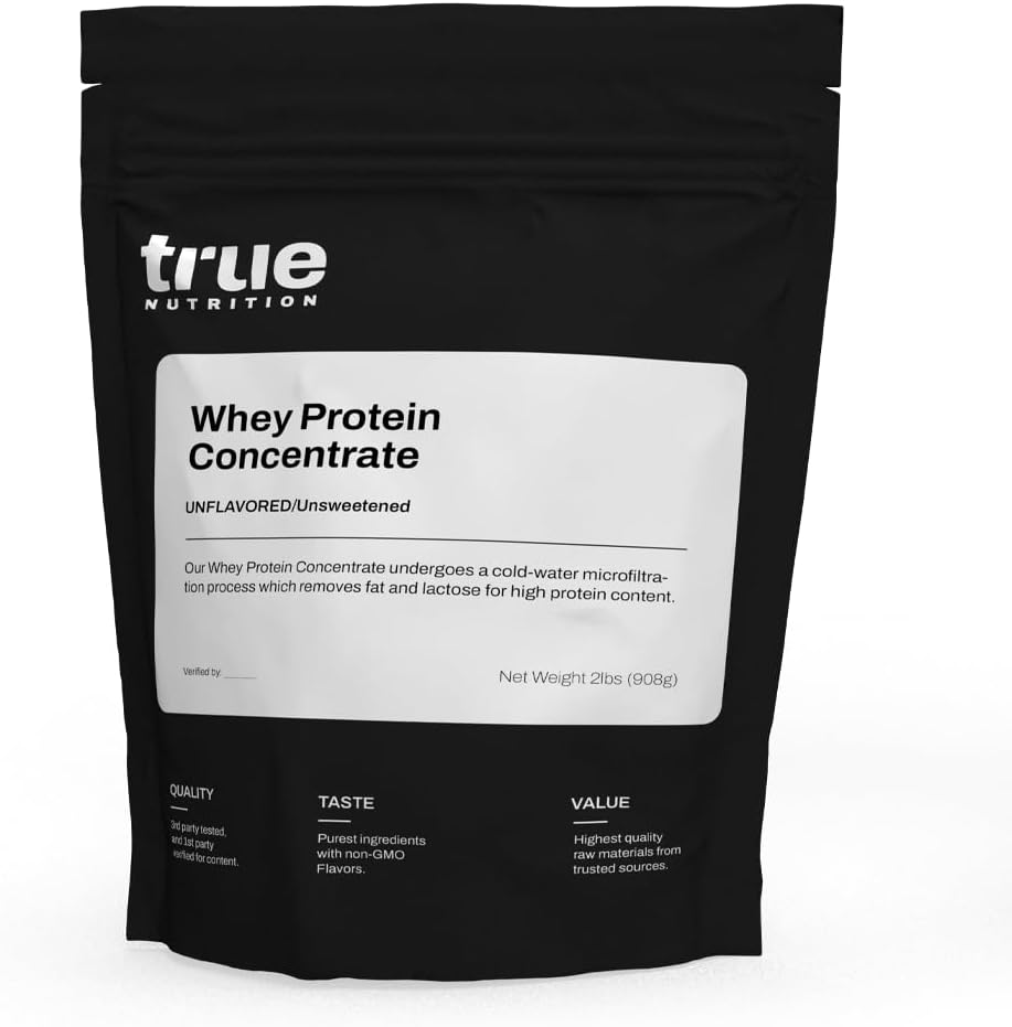 Verdadera Nutrición - Concentrado de Proteína Whey - 100% Whey Protein Powder - Pólvora de baja carb con ácidos amino esenciales - alta en Leucine (2 lb, desarmado)
