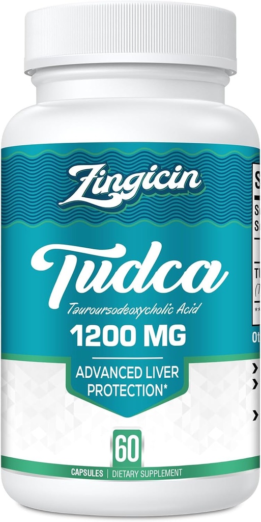 TUDCA Suplemento 1200mg - 60 cápsulas vegetales,Powerful TUDCA Bile Salts Suplementos para el hígado,Digestión