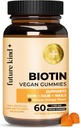 Futuro Kind Vegan Biotin Gummies (60ct) - Vitaminas de Biotina para la piel del cabello y uñas con VIT A, C, &amp; E - Piel vegano y uñas Vitaminas para Hombres de Mujeres - Orange Flavored Biotina Crecimiento del cabello Vitaminas