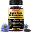 Mangas de aceite de semilla negra con 1000 mg de aceite de semilla negro orgánico, extracto de miel de 25 mg de violación, vitamina B6,B12 y zinc para soporte de sistema inmunitario (60 Gummies) (60 Conde)