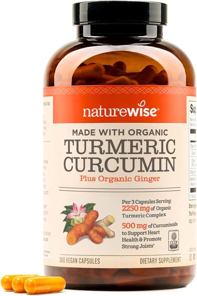 NatureWise Curcumin Turmeric 2250mg - 95% Curcuminoids " BioPerine Black Pepper Extract for Advanced Absorption - Daily Joint and Immune Health Support - Vegan, Non-GMO, 360 Conde[120-Day Supply]