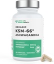 Suplementos de la vida amorosa Ashwagandha orgánica KSM-66®, 2 Month Supply - 60 cápsulas, alta resistencia 600 mg por cápsula, 5% Withanolides, Bioperine® para una mayor absorción, Zero Fillers, Lab Tested