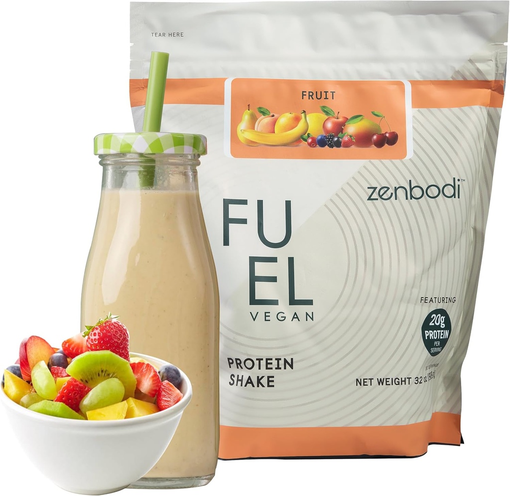 Fuel Vegan Protein Powder Fruit Flavor - 21g de Proteína Cada Serving, Delicious Plant-Based Blend for Muscle Growth, Crafted from Pea, with Vegan D3, Sin sabores artificiales, sin gluten