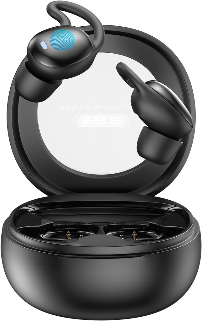 Auriculares para dormir, Discos para dormir inalámbricos, Mini Earbudos para dormir, Ultra-Thin Bluetooth 5.4 Auriculares, Invisible cómodo – Negro