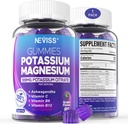 Gummies de magnesio de potasio - Suplemento de potasio w/Ashwagandha 200mg, Glycinate de magnesio,B6,B12, Citrato de p-otasio para cáscaras de pierna, musculo,Electroyte para adultos Niños,Sin azúcar,1Pack