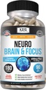 Kaya Naturals - Neuro Brain for Memory & Focus - Cápsula de Energía Nootrópica - Suplemento Nootropic Brain Support - Focus " Concentration " Learning Accuracy - Función Cognitiva - 180 Conde