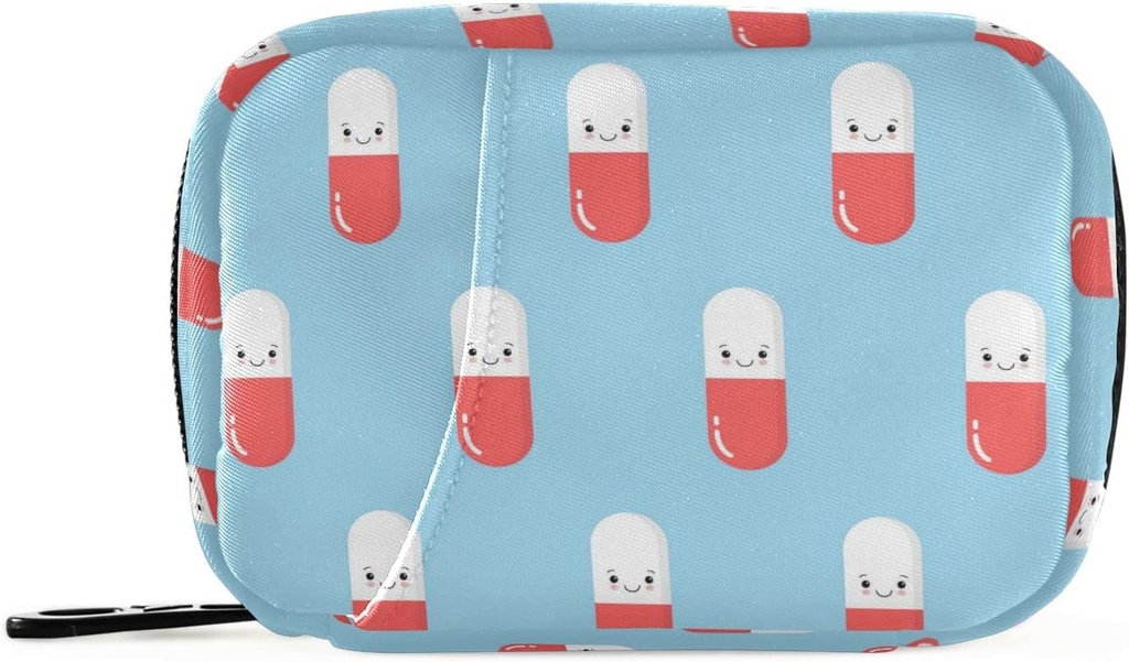 Naanle Cute Pink Pill Box 7 Day Case Bag Travel Organizer with Zipper Portable Weekly Compact Size for Vitamin Supplement Holder A Cartoon Blue 4.6 x 3.14 x 1.88 Inch 0.12 kilograms