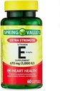 Spring Valley Extra Strength Vitamin E D-Alpha Softgels, 670 mg (1,000 IU), 60 Count