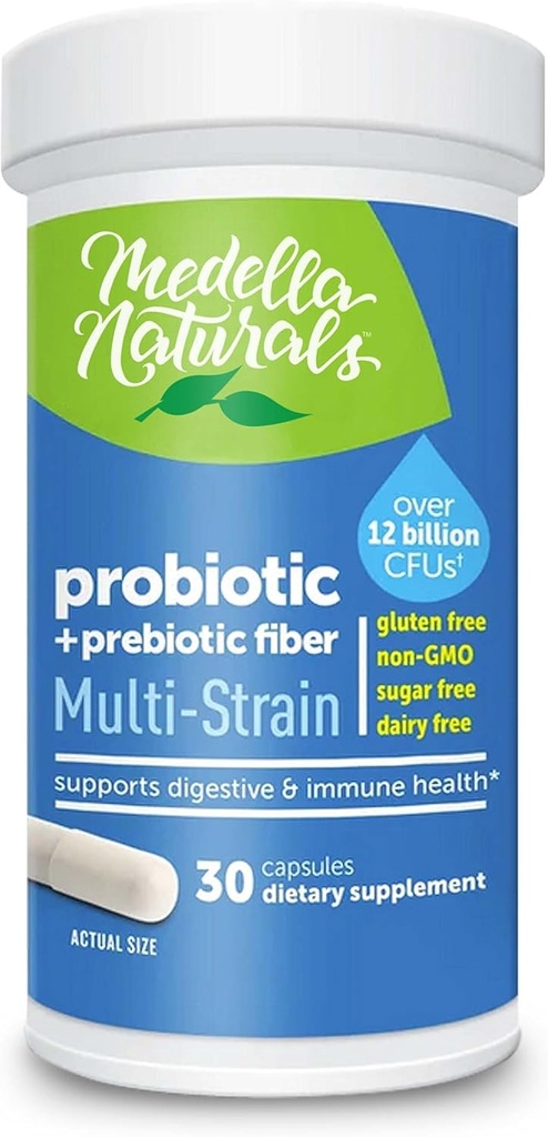 Multi-Strain 12 Billones CFU Probióticos " Prebióticos para adultos 30 cápsulas - Probiótico para hombres y mujeres para ayudar a restaurar la buena flor y la digestión de apoyo de Gut - No refrigeración Probióticos requeridos