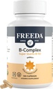 FREEDA Vitamina B Complejo - Super Quintas B-50 - Kosher Super B Complejo Vitamina Suplemento para Hombres con Vitamina B1 Vitamina B2 Vitamina B6 Vitamina B12 Plus Ácido Fólico (100 cápsulas)