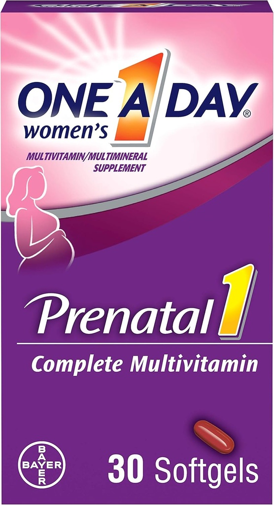 Prenatal 1 de un día con DHA &amp; Folic Acid Softgels, 30 ea (Pack of 4)