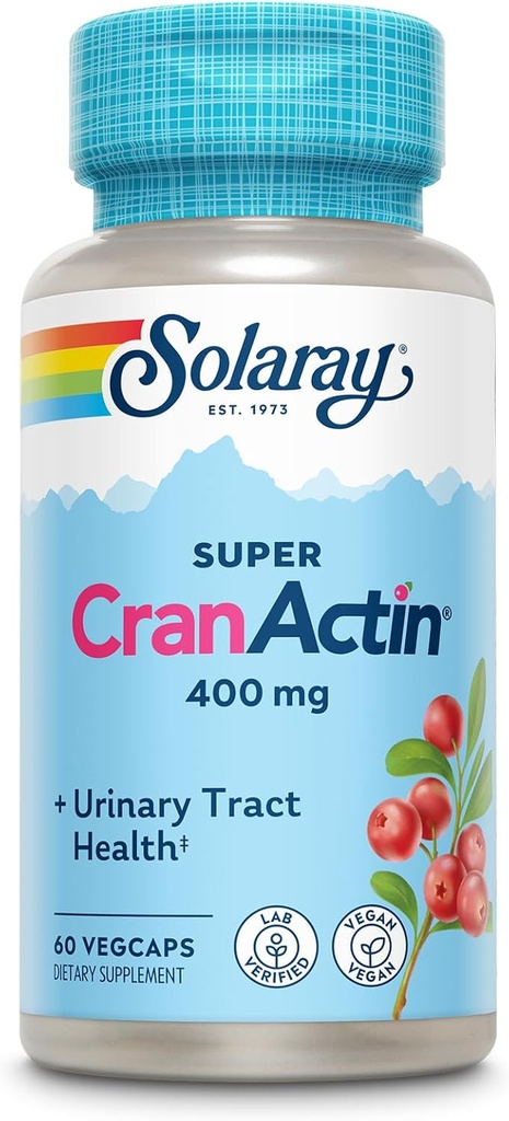 SOLARAY Super CranActin Cranberry Extract 400mg ← Saludable Urinary Tract Support Silencio con vitaminas agregadas 60 VegCaps