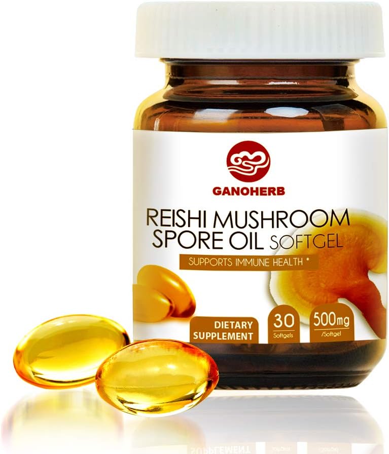 Organic Reishi Mushroom Spore Oil Supplement-USDA Ganoderma Lucidum Extract Capsule-Immune System Natural Energy for Wellness limitadaLiver Support-Vegan, Non-GMO Gluten Free, 30 Veggie Softgels