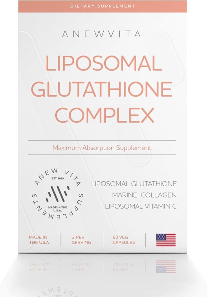 Suplemento Liposomal Glutathione con Colágeno Marino y Vitamina Liposomal C - Suplemento de Cuidado de la Esquí Premium - Fórmula de Absorción Mejorada para la Esquía Radiante, Soporte Detox & Antioxidante - 60 cápsulas