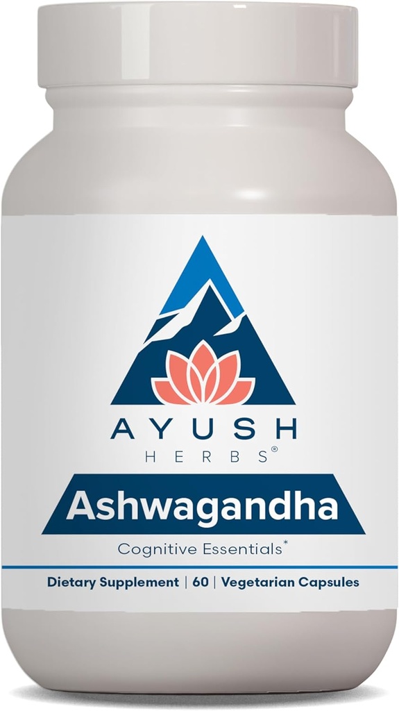 Ayush Herbs Ashwagandha Capsules - Ashwagandha for Men ' Women, Ashwagandha Supplements, Pure Ashwagandha Root Powder for Stress, 500mg per Pill - 60 cápsulas vegetarianas (1 Conde)