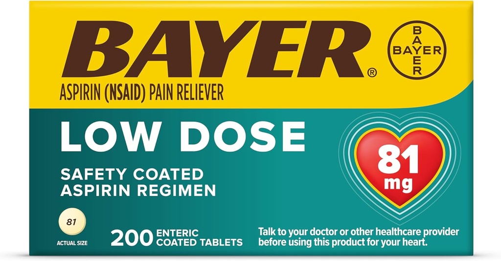 Bayer Aspirin Regimen Low Dose Enteric Coated Tablets, 81 mg, 200 Count