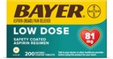 Bayer Aspirin Regimen Low Dose Enteric Coated Tablets, 81 mg, 200 Count