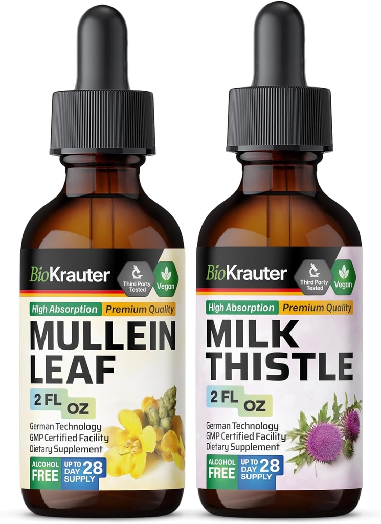 BIO KRAUTER Mullein Tincture 2 Fl. Oz. " Milk Thistle Tincture 2 Fl. Oz.