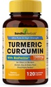 Sandhu Herbals Orgánica Turmeric Curcumin 120 Capsules con Bioperine Black Pepper Extracto Suplemento Silencio 1500mg con 95% Curcuminoides Silencio Immune Support