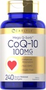 Carlyle CoQ10 100mg TEN 240 Softgels TEN Mega Q-Sorb Coenzyme Q-10 Silencio con Black Pepper Extract ANTE No GMO, Gluten Free Supplement