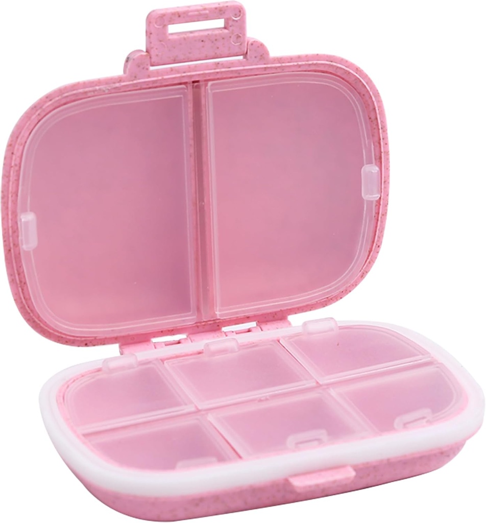 8 Compartimientos Organizador de Píldora, Caja de Píldora Diaria Caja de Píldora Pequeña para Púrpura de Bolsillo, Contenedor de Píldora Portable