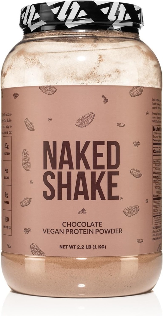 Afeitado desnudo - Chocolate Protein Powder - Afeitado de proteínas con aceite de Mct, libre de gluten, libre de soja, sin gmos o dulces artificiales - 30 piezas