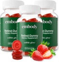 Embody Multivitamin Retinol Gummy - 180 Conde, Flavor de Fresa - Vitamina A Suplemento para Anti-Aging, Acne y Clear Skin - Glowing y cabello juvenil, Skin y uñas - Biotina, vitamina C