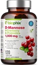 biophix D-Mannose 1000mg cápsulas con probióticos de arándano - D Mannose Suplementos para mujeres - D-Mannose Píldoras para Urinary Tract &amp; Bladder Health Support - Digestive Well-Being - 120 Vcaps