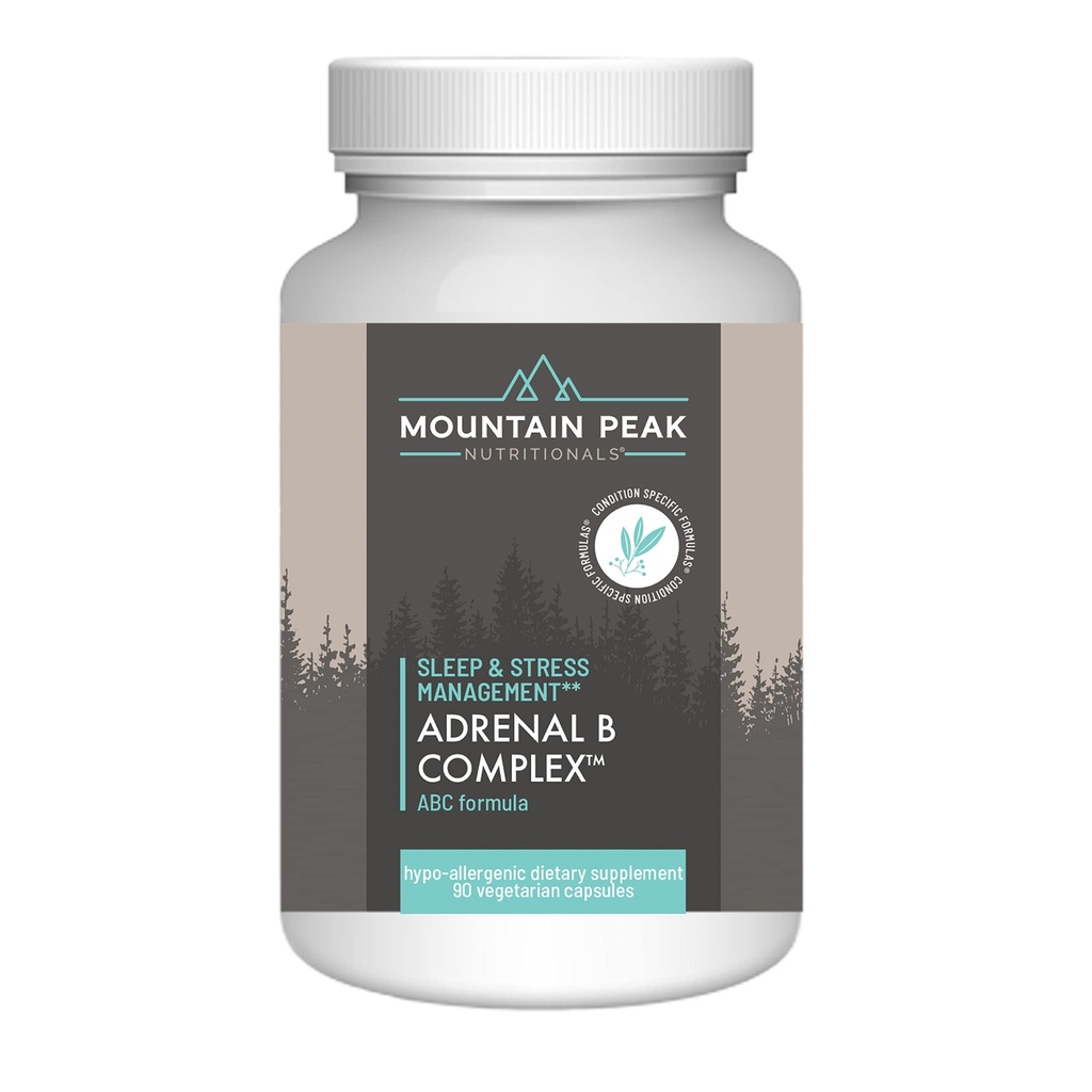 Complejo de Montaña Peak Adrenal B - Cortisol Support w/Ashwagandha, Vitamina B6, B12 &amp; C - Ayuda a apoyar los niveles de estrés - Encodcrine &amp; Nervous System Support Supplement (90 Vegetarian Capsules)