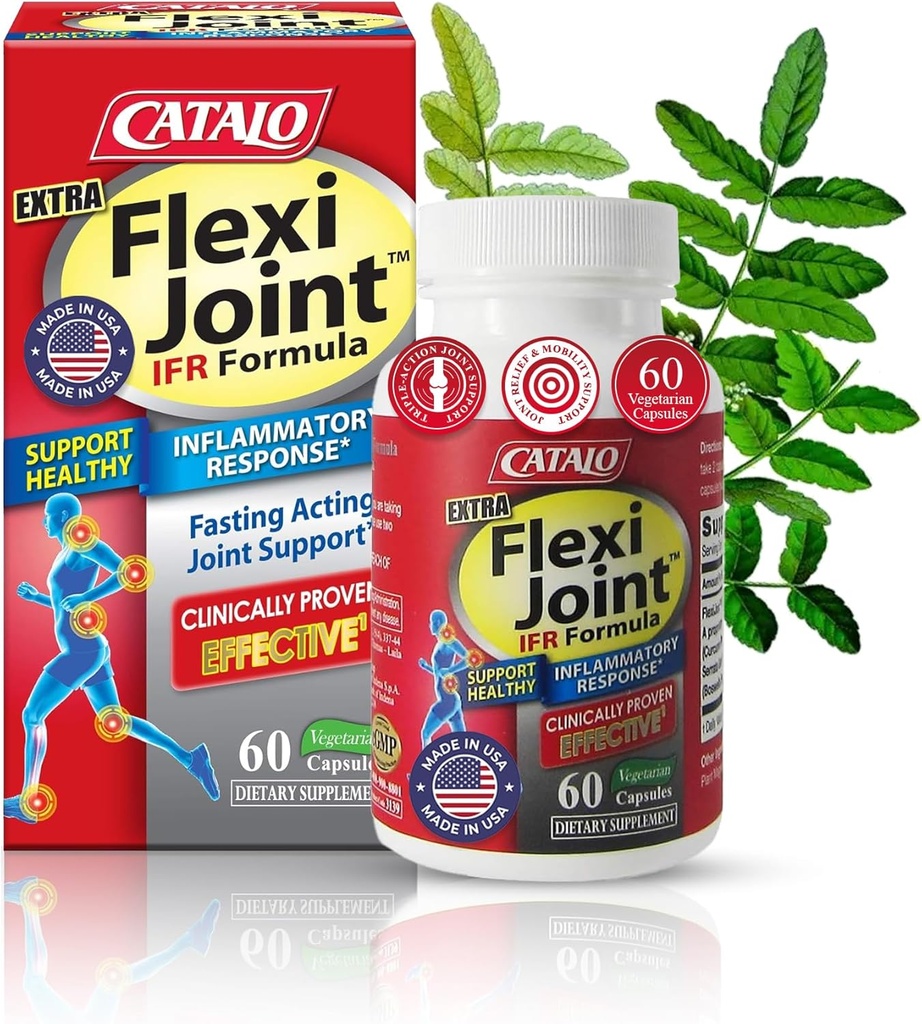 CATALO Extra FlexiJoint IFR Fórmula – con Meriva Turmeric Phytosome, ApresFlex " Casperome Boswellia – 60 cápsulas