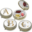 Caja pequeña de pill,Caso de Píldora para Púrpura Pocket,3 Compartimientos Caja de Píldora de Viaje Medicación Organizador Almacenamiento para Vitaminas, Píldoras, Aceite de Pesca y Pendientes, Fríos, Bronce-3Round(ABC)