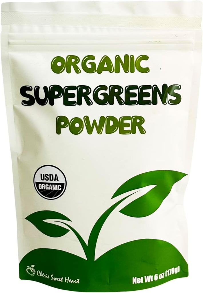 Cherie Sweet Heart Supergreens Powder - Green Superfood - Organic Greens Powder Super Greens - Smoothie Powder - Superfood Powder - Powder - 6 oz Super Greens Powder - 34 Servings