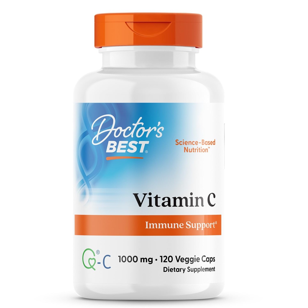 La mejor vitamina C del médico con Q-C - Vitamina C 1000mg No GMO, Vegan, Gluten Free, Soy Free, Fuente de Scotland Veggie Caps, 120 Conde