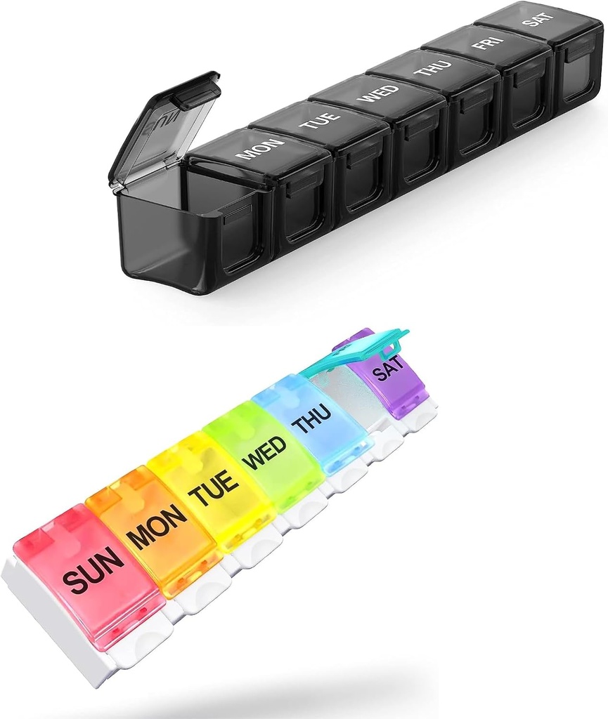 2 Pack Extra Large Pill Organizer, Sukuos Weekly Pill Box, Pill Case, Medicine Organizer for Vitamins, Fish Oils or Supplements
