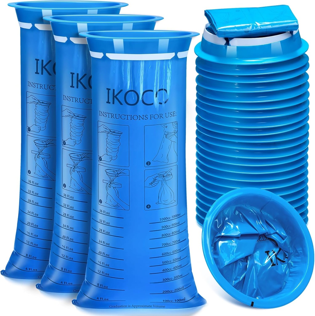 26 Pack Vomit Bags Desechable, IKOCO1000ml Leak Resistant Emesis Tire bolsa, Motion Barf Puke Bolsas de enfermedad para viajes, Nausea y coche