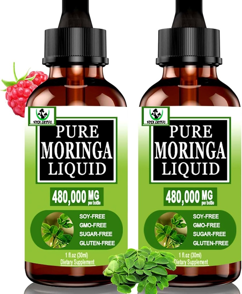 (2 Pack) Orgánica Moringa Liquid Drops for Energy,Metabolism Immune Support,Moringa Leaf Extract 6X Absorption Than Powder Capsules,Green Superfood Supplement for Women Men