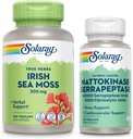 SOLARAY Irish Sea Moss 500mg y Nattokinase Serrapeptase Suplemento - Wellness Bundle with Naturally Occurring Vitamins, Minerals - Gut Health, Sinus, Heart Health Support, 60-Day Guarantee, 100/30ct