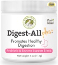 Orgánicas de mascotas Wholistic Probióticos para perros con enzimas digestivas & fibra prebiótica - 4 Oz - Probióticos de gato diario para la salud digestiva, antidiarrea " Gut Support - Suplemento de polvo natural