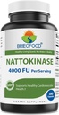 Brieofood Nattokinase 4000 FU (Fibrinolytic Unit) per Serving - 180 Capsules - Circulatory Health Support