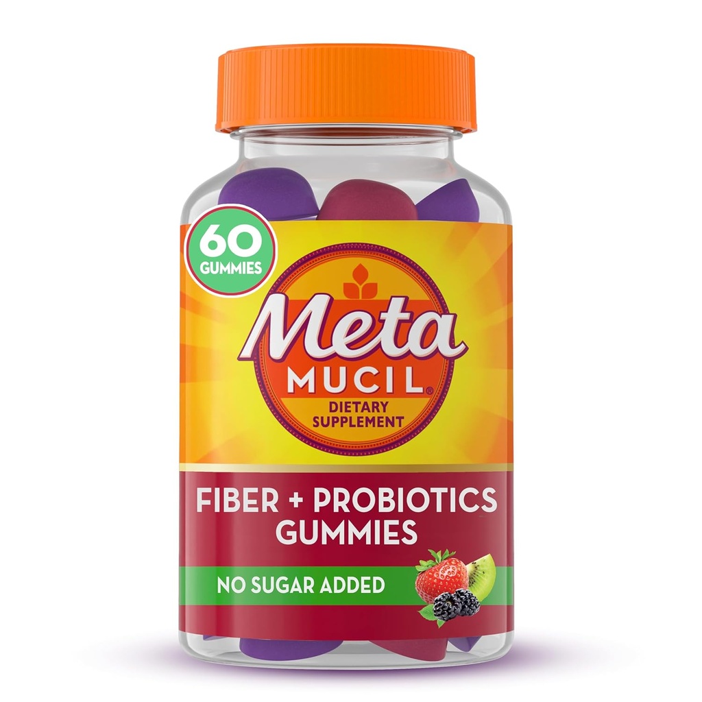 Metamucil, Metamucil Fiber Plus Probióticos para la Salud Digestiva - Fresa Kiwi Blackberry, 60 Conde