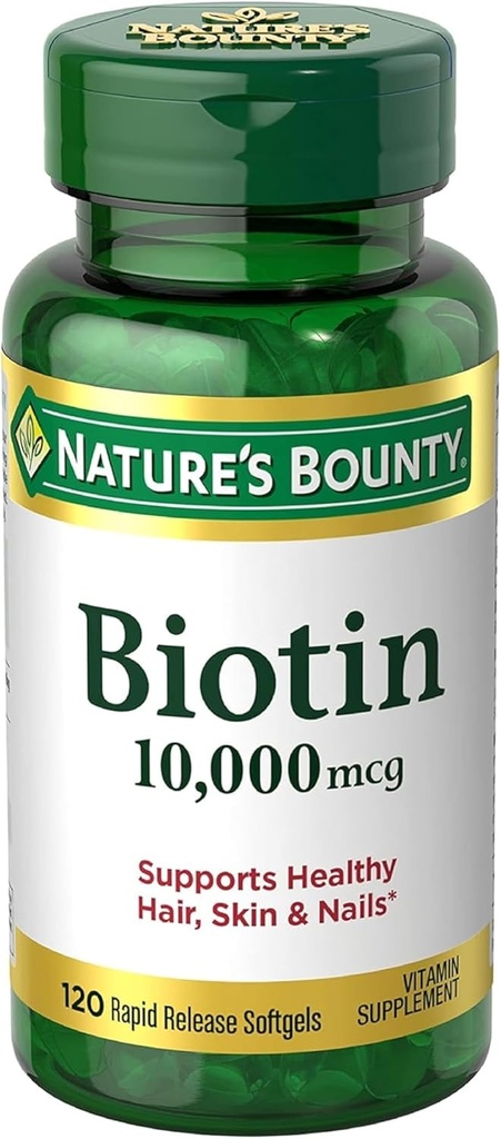 Bounty Biotin de la naturaleza 10.000 mcg, Rapid Release Softgels 120 ea (Pack of 6)